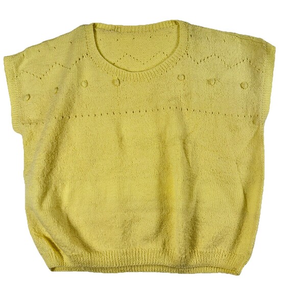 Handmade Sweaters - Handmade Yellow Knit Sweater Cottagecore Grandmacore Bobble Knit Vintage M